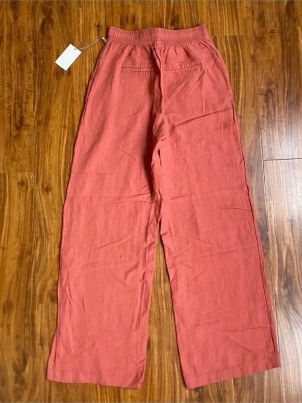 NWT New A New Day Women's Salmon Linen Mix Drawstring Wide Leg Pants XS Casual